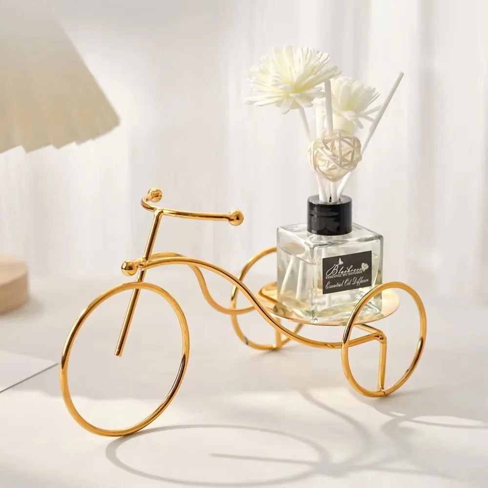 support bougie tricycle or noir décoration maison vintage minimaliste transparent métallique lisse bougie parfumée