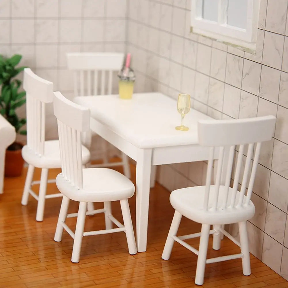 chaises table miniature blanches modernes minimalistes bois enfants jouets