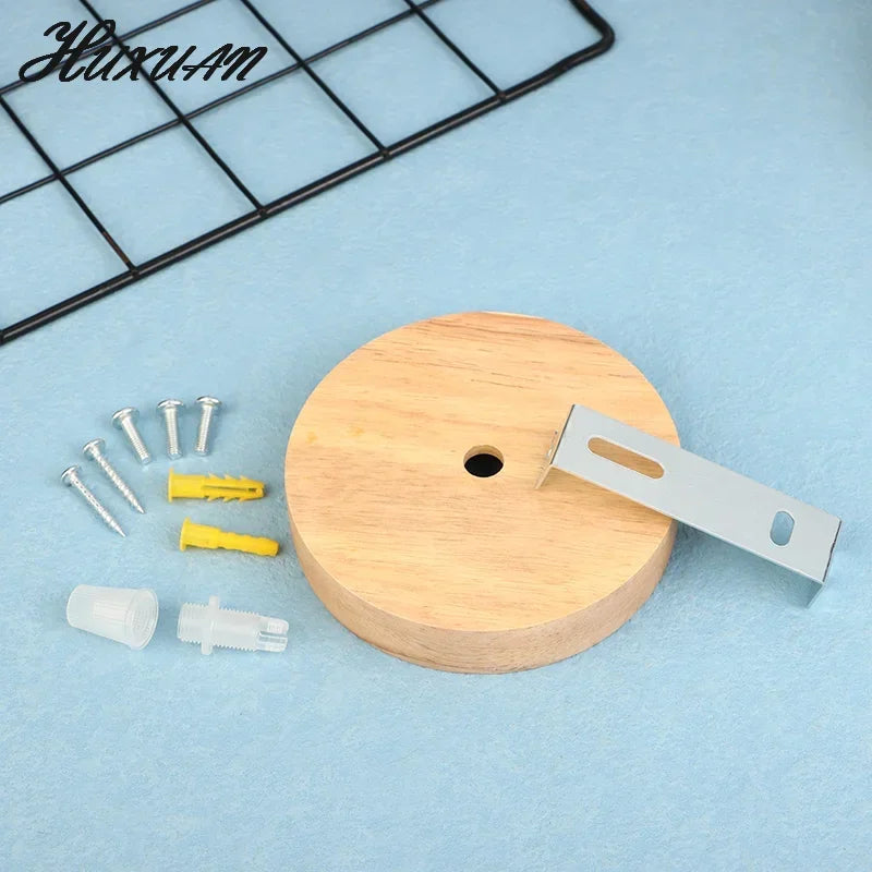 support circulaire bois naturel grain moderne minimaliste vis bouchons mur plaque fixation