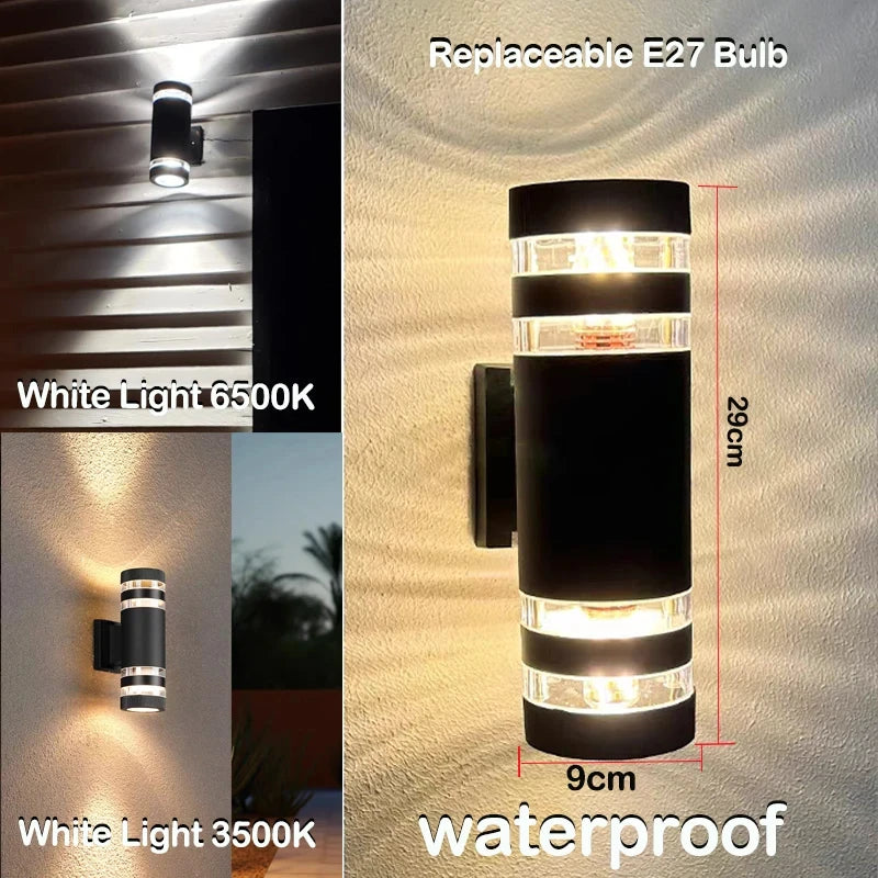 applique murale moderne noire ip65 e27 led rayures horizontales contemporaine fixations