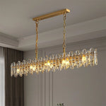 lampe suspendue cristal or moderne élégante chaînes brillants transparents chambre restaurant cuisine