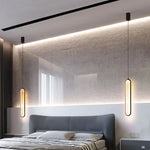 Lampe suspendue LED noir doré minimaliste intérieur chambre coucher flux lumineux faible montage semi
