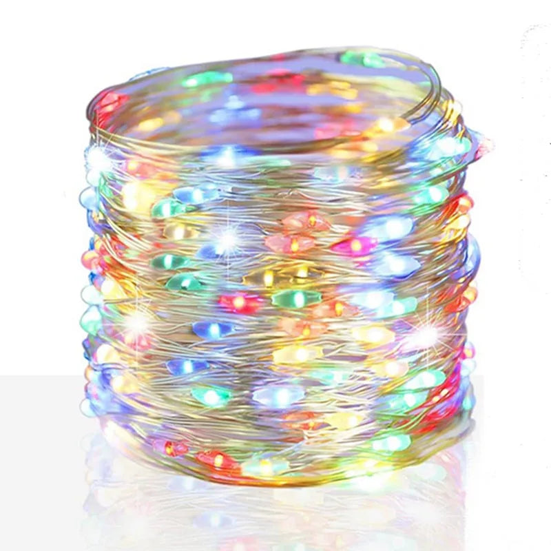 guirlande lumineuse fil cuivre led blanc doré modes batterie usb moderne décorationextérieurintérieur 100led
