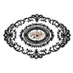 serviettes table vintage noires broderie florale dentelle réutilisables maison mariage