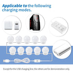 miroir maquillage lumière led blanc moderne interrupteur tactile câble usb 10 ampoules sphères