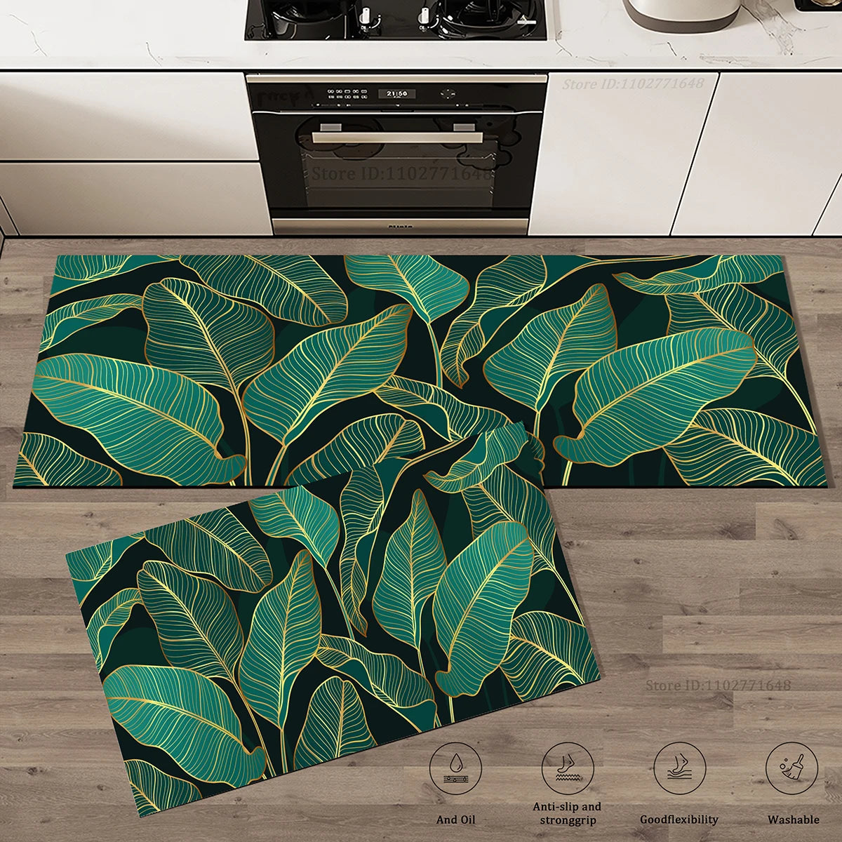 tapis cuisine antidérapant feuilles vertes moderne sol intérieur extérieur haute qualité