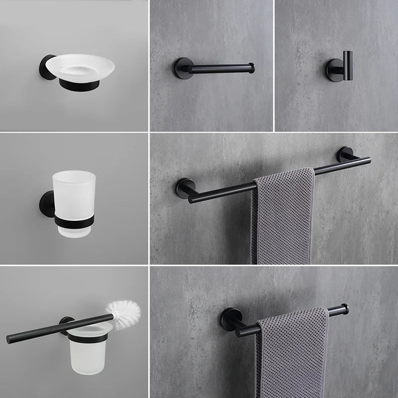 accessoires salle bain noir moderne porte serviettes papier toilette porte robe porte savon tasse