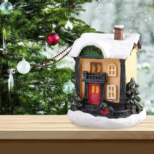 décoration noël miniature résine maison village ornements portes fenêtres toits cheminées