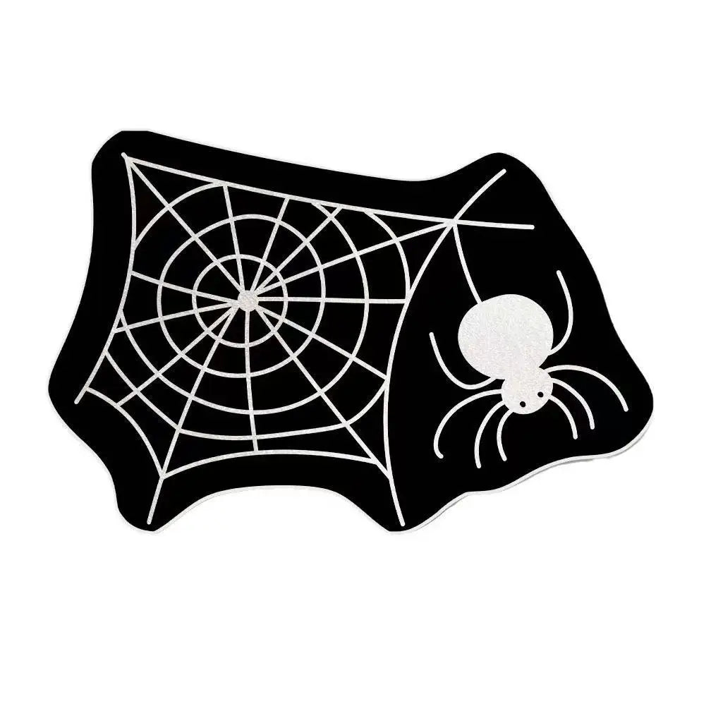 tapis noir blanc toile d'araignée halloween polyester antidérapant absorbant intérieur extérieur