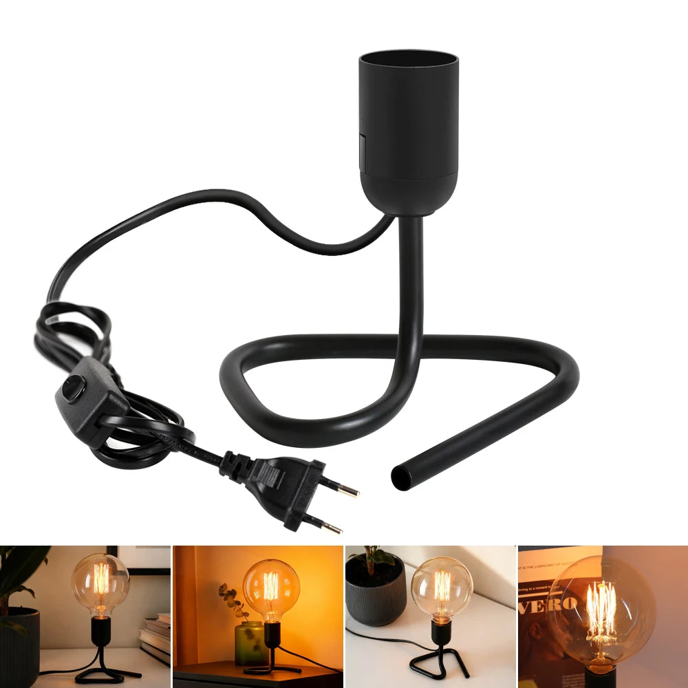 lampe table moderne industrielle e27 noir interrupteur prise ue vintage chambre