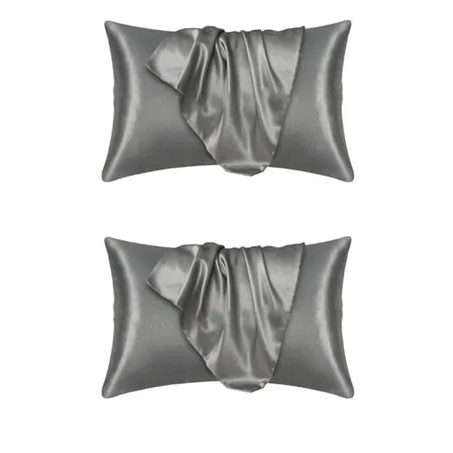 taies d'oreiller soie gris satinées modernes non toxiques hypoallergéniques 51x66cm 51x76cm