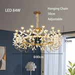 lustre or transparent fleurs cristal classique chaîne éclairage intérieur decoration