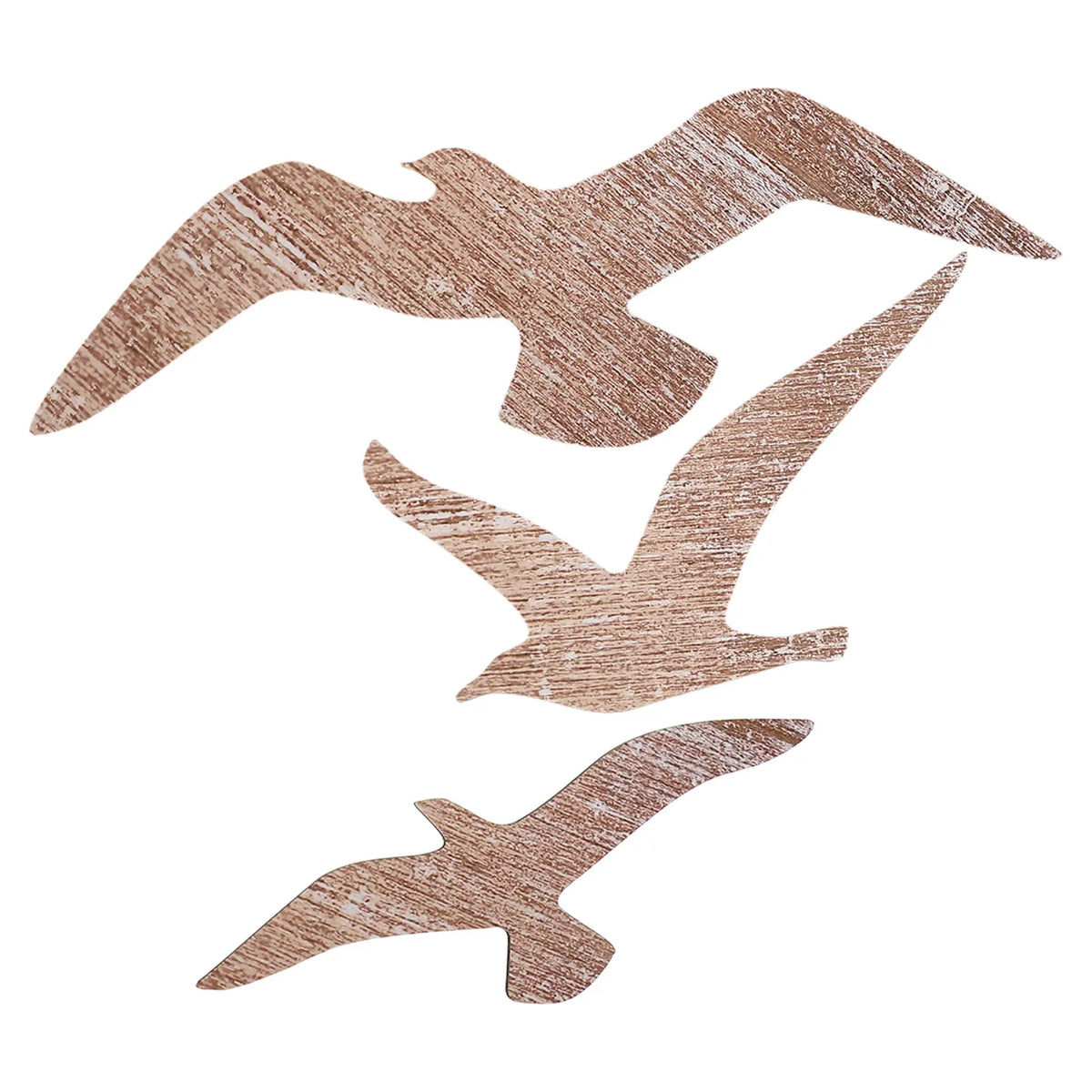décoration murale oiseaux vol marron clair bois naturel silhouette simplifiée adhésif nautique maison côtier