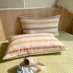 lot taies d'oreiller coton rayures rose clair modernes minimalistes douces lit maison