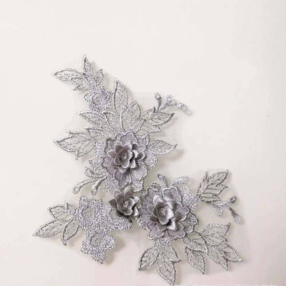 applique textile fleurs brodées doré clair mariage tissu microfibre 3d opaquement broderie fine
