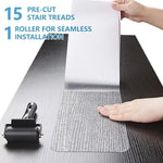 tapis antidérapants escaliers gris clair texture micro adhésif prédécoupés rouleau sans couture