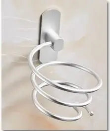 séchoir cheveux support mural bleu blanc moderne étagère salle bain clips