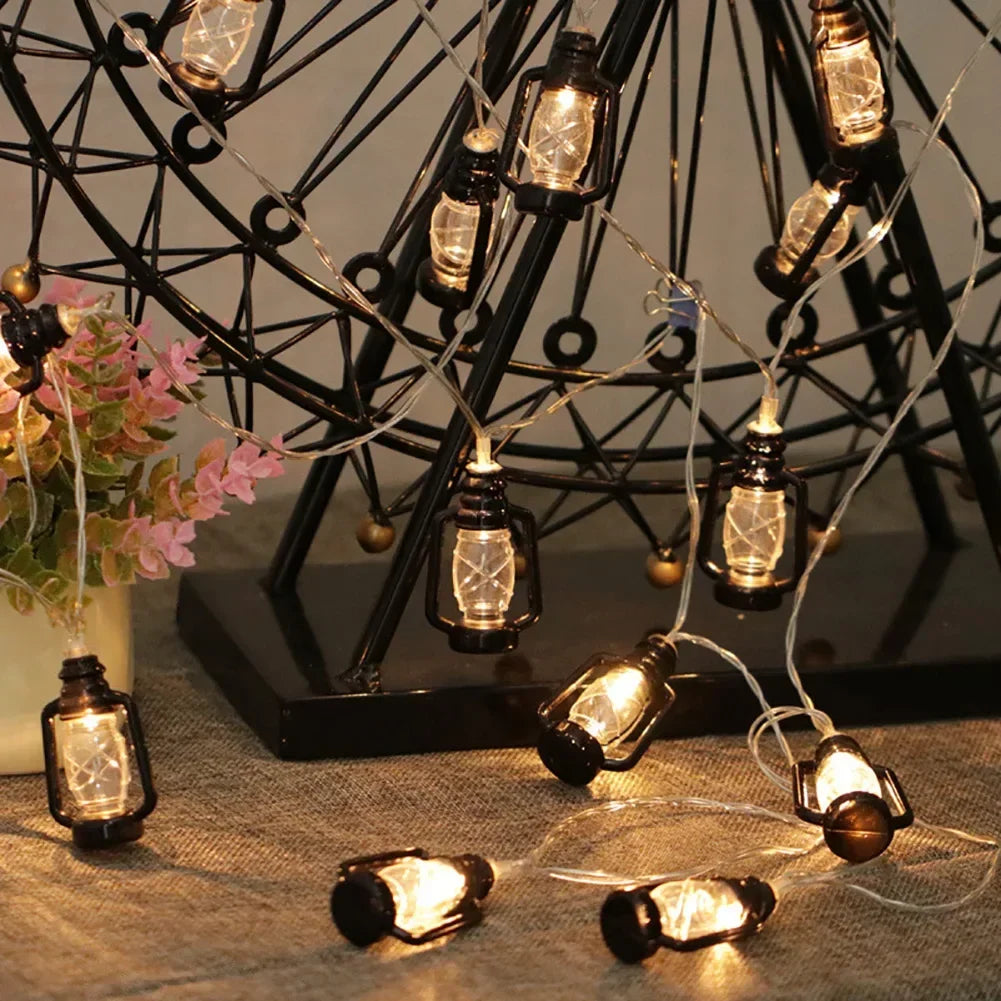 guirlande lumineuse noire vintage lanternes étoiles éclairage extérieur blanc led 3m