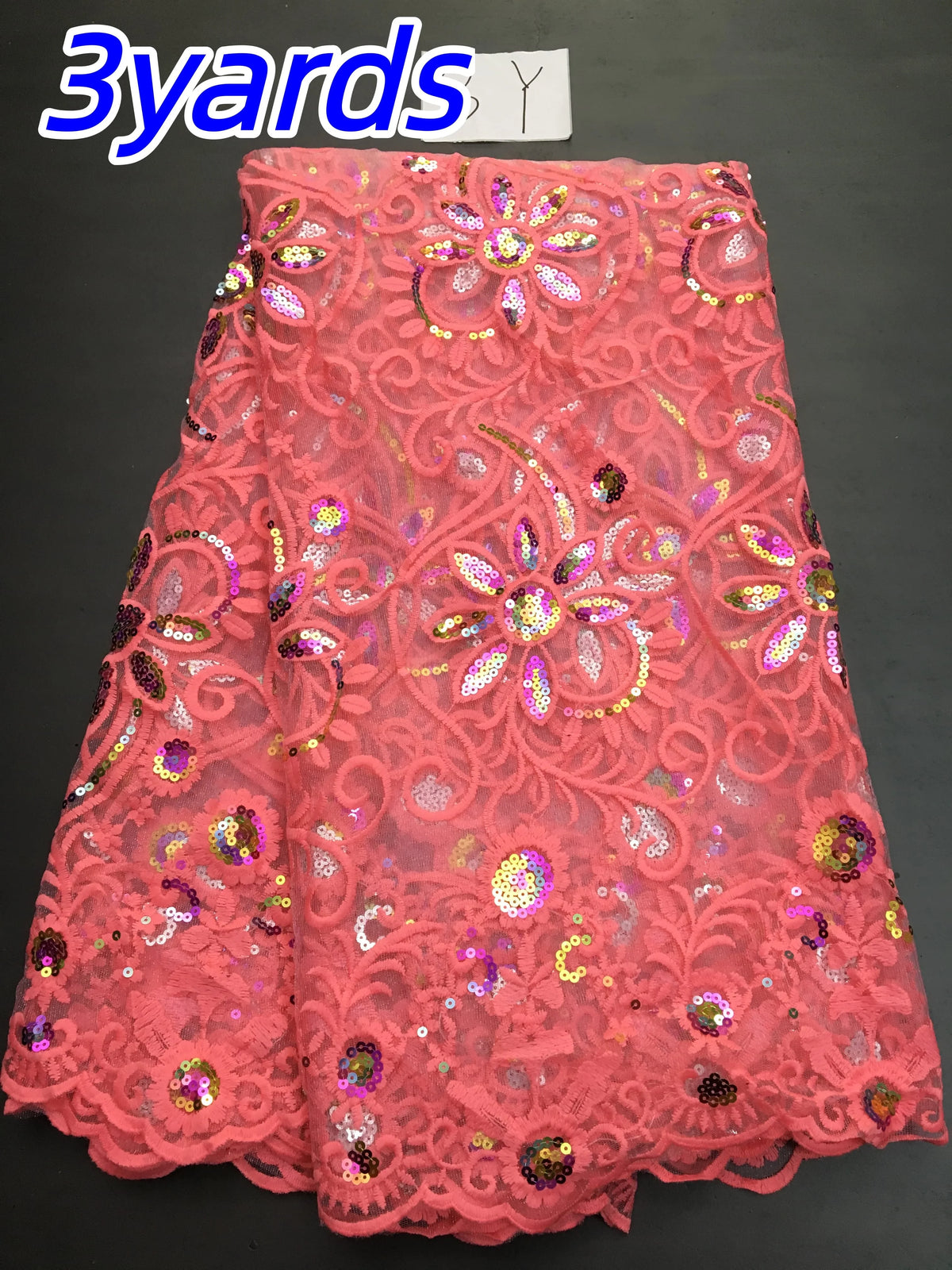 tissu dentelle brodée paillettes fleurs élégant noir rouge bleu blanc mariage 120cm