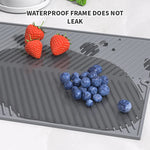 tapis cuisine silicone gris rayures moderne résistant chaleur égouttage séchage durable environnement
