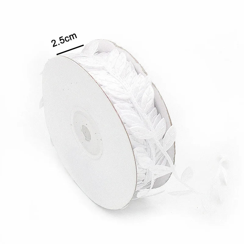 ruban feuilles dorées argentées vertes décoration maison fête craft polyestere doubleface 5mètre élégant artisanal