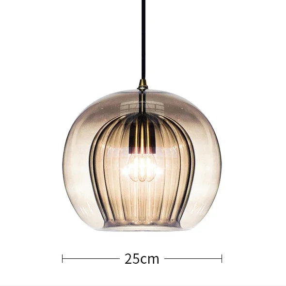 suspension lumineuse moderne transparente rayures verticales ampoule incluse câble noir chambre cuisine