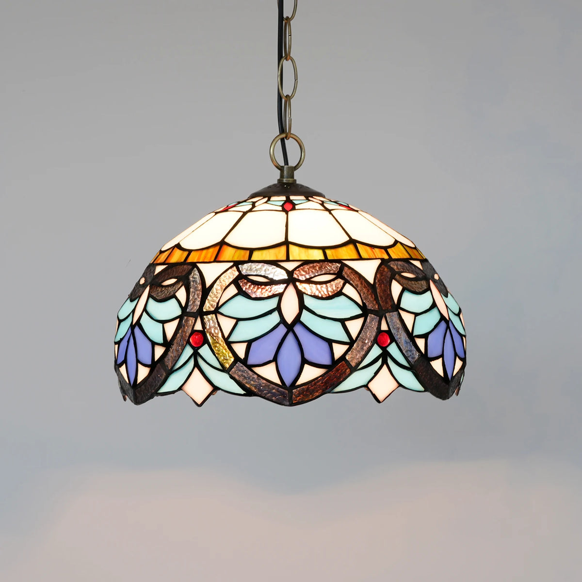 Lampe suspendue Art Nouveau verre coloré floral chambre cuisine restaurant