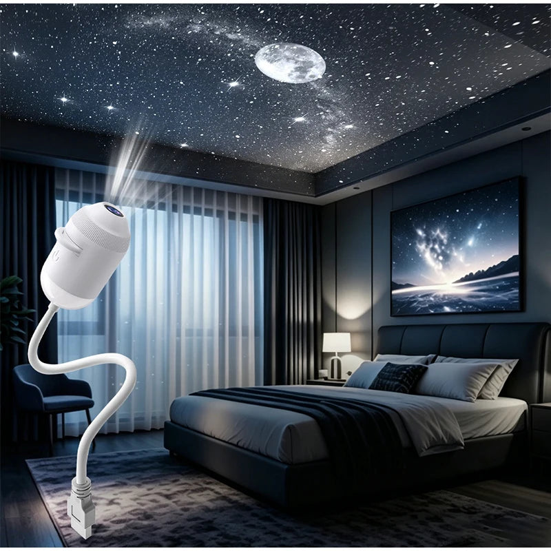 projecteur led veilleuse moderne motifs galactiques lune nébuleuse océan adhésif blanc minimaliste films interchangeables