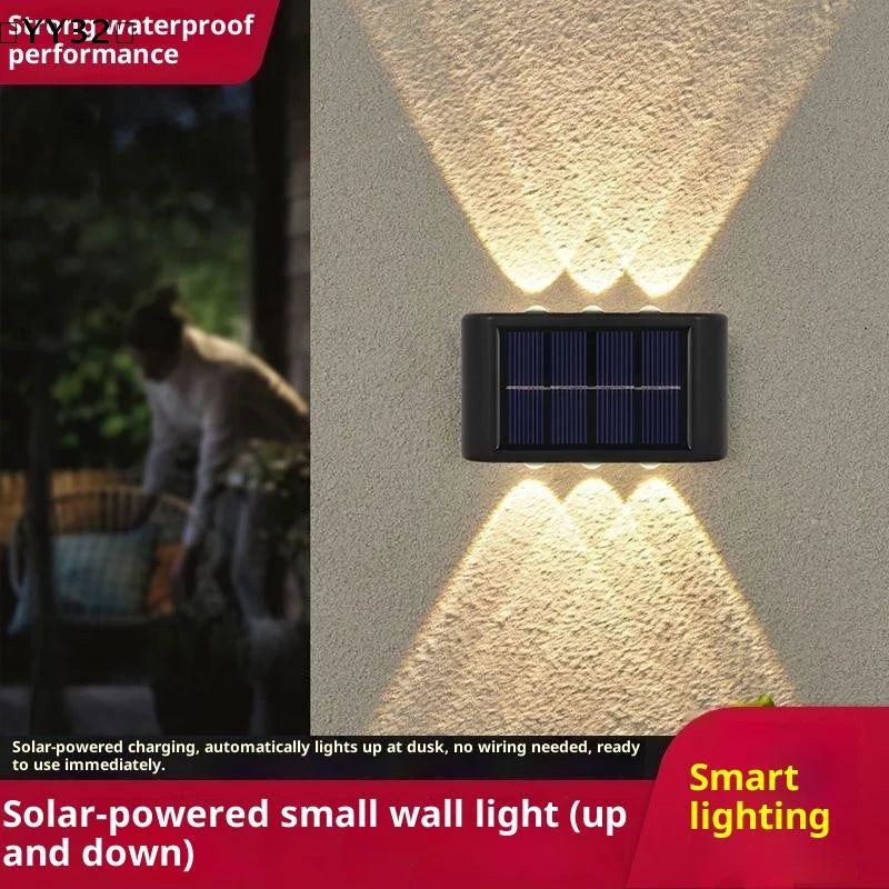 lampe murale solaire noire moderne panneau solaire blanc led extérieure jardin paysage