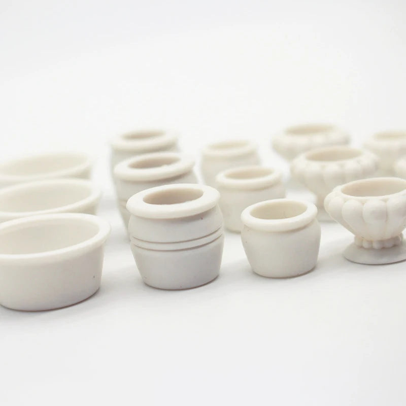 accessoires poupée deco maison blanc motifs floraux classique pots fleurs simulation enfants six douze