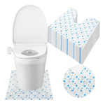 tapis toilette sol jetable adhésif double face moderne blanc bleu points 60cm 60cm entrainement