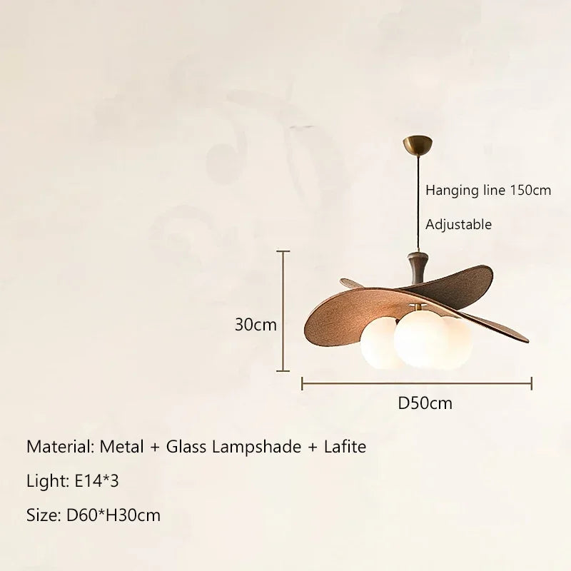 Suspension lumineuse moderne décoration bois abat jour rond globes blancs câble marron doré vintage