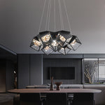 lampe suspendue moderne cubiques géométriques noir blanc chaînes interrupteur tactile chambre salon