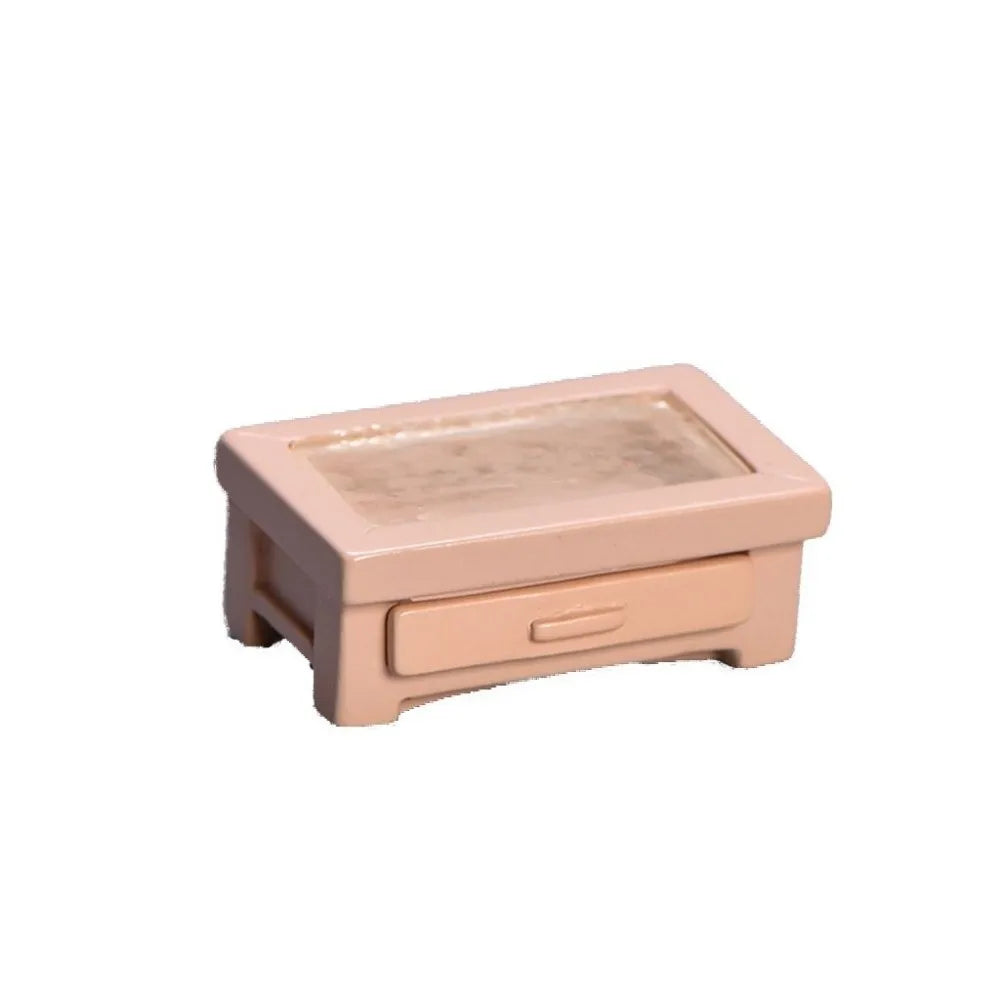 miniature meubles salon moderne fauteuils table basse commode décorations maison résine beige marron blanc