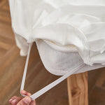 housses lit polyester coton brodé texture blanche moderne ruban adhésif inclusion