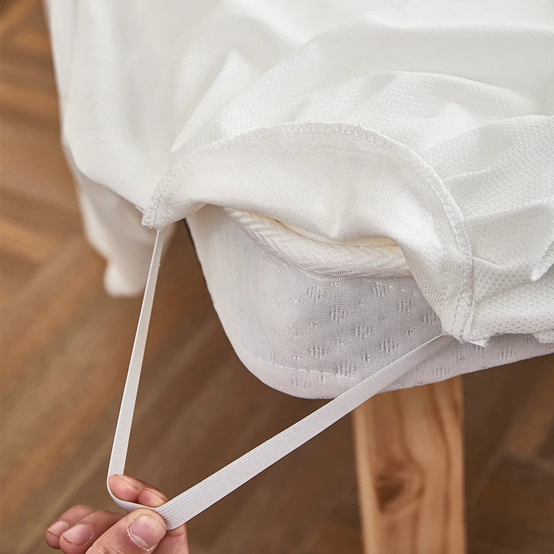 housses lit polyester coton brodé texture blanche moderne ruban adhésif inclusion