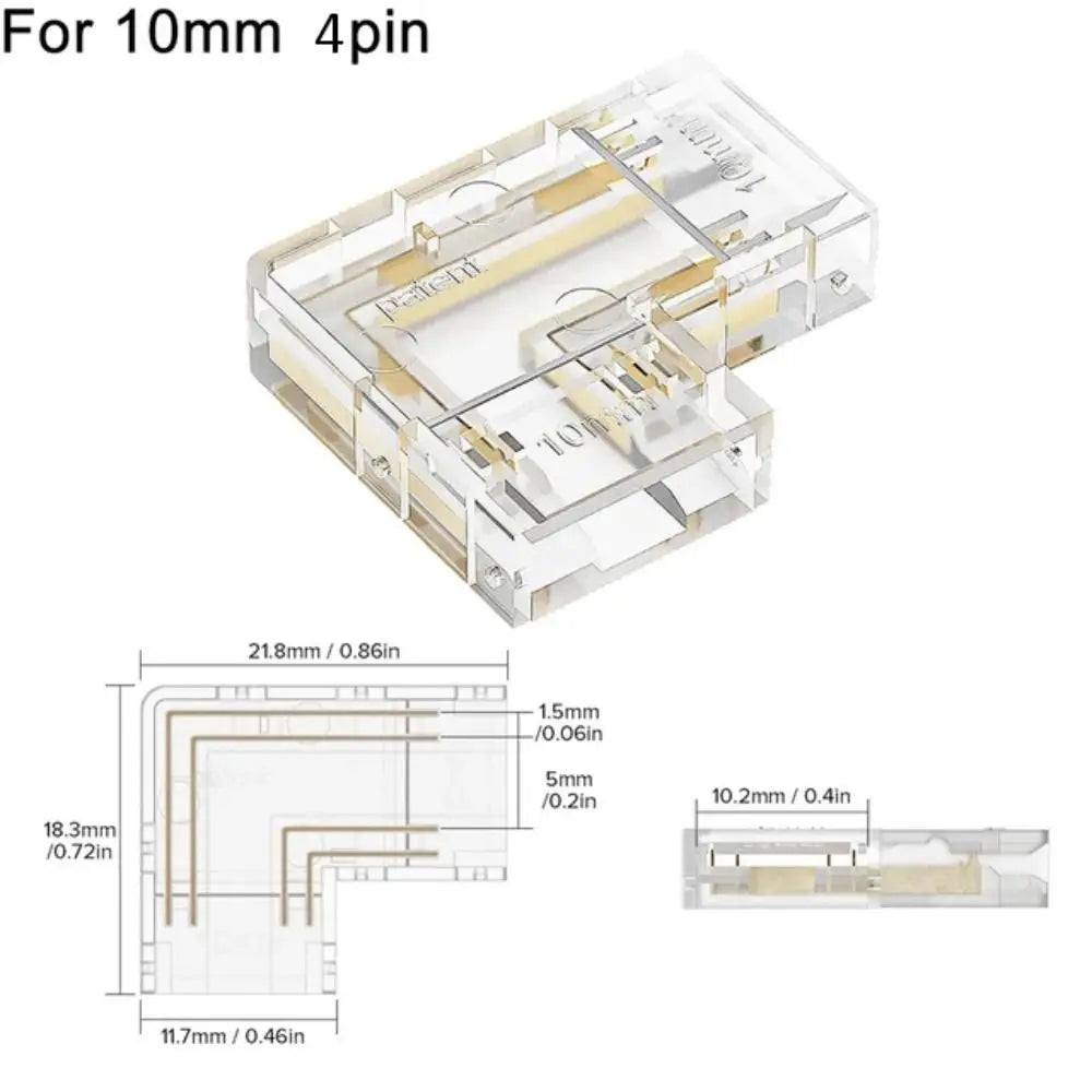 connecteur led transparent broches adhésif moderne pratique 10mm