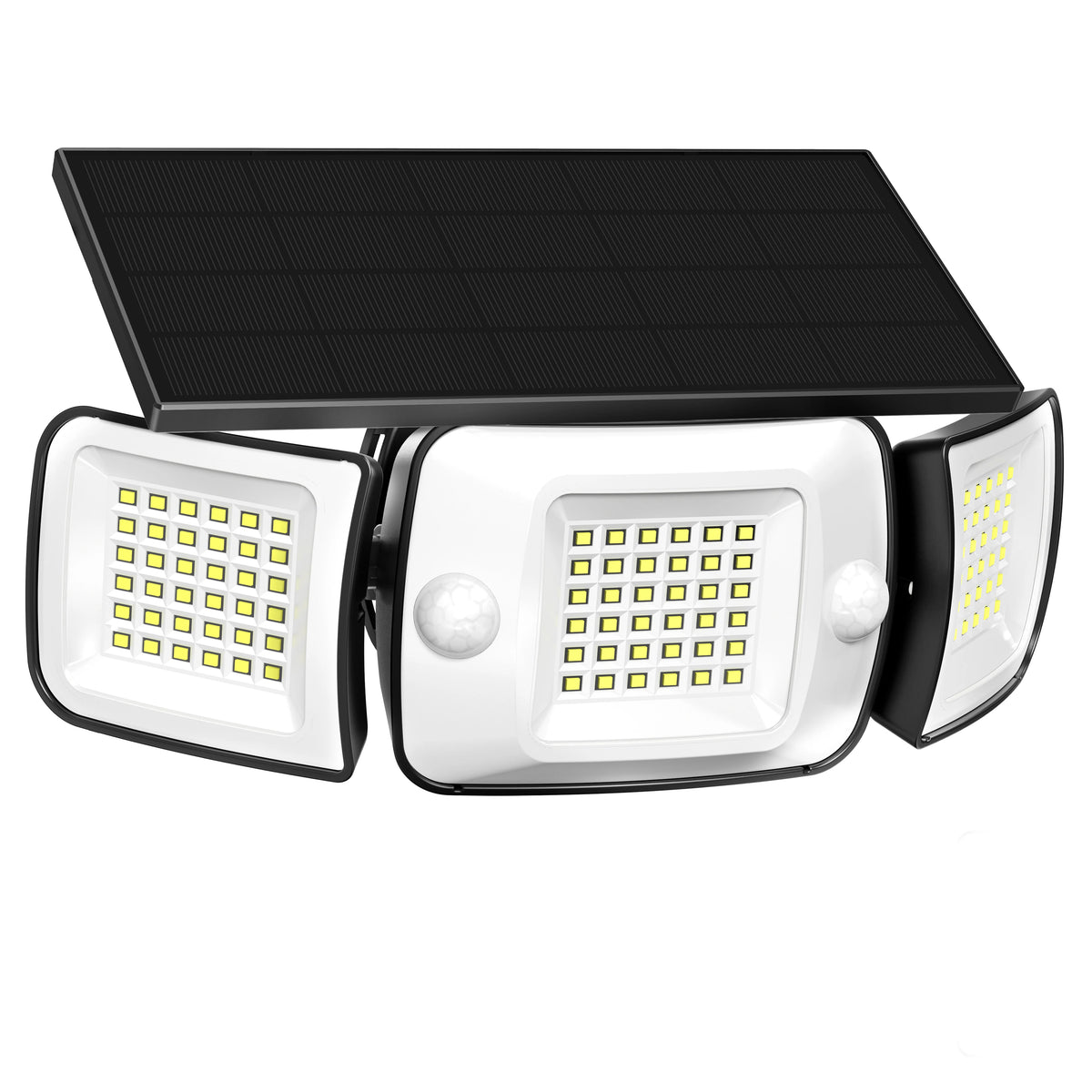 projecteur solaire extérieur moderne capteurs mouvement panneau solaire large angle ip65 led blanc noir