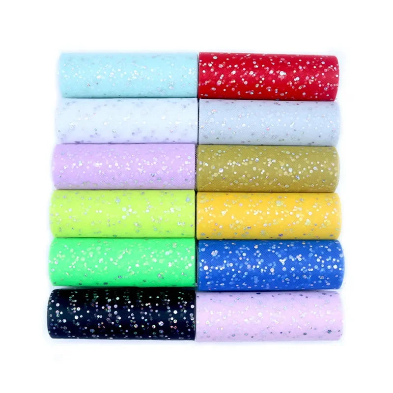 tulle paillettes bleu rose vert violet noir blanc 15cm 10yards polyester décoratif mariage anniversaire