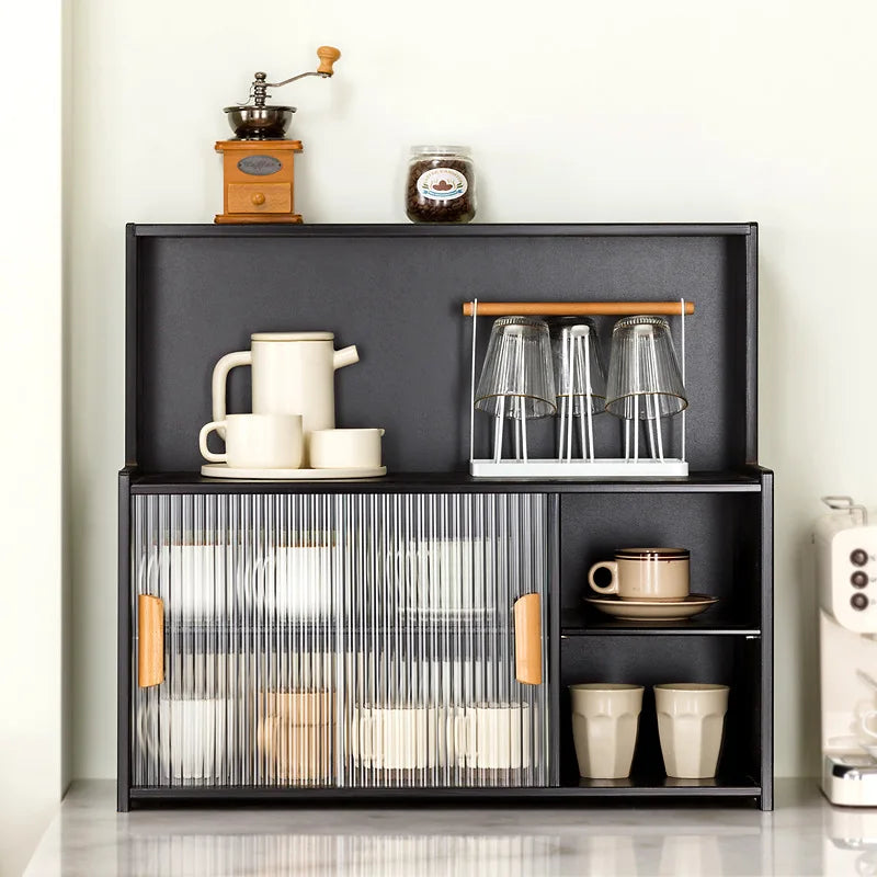 meuble rangement tasses bols bois noir moderne cuisine buffet