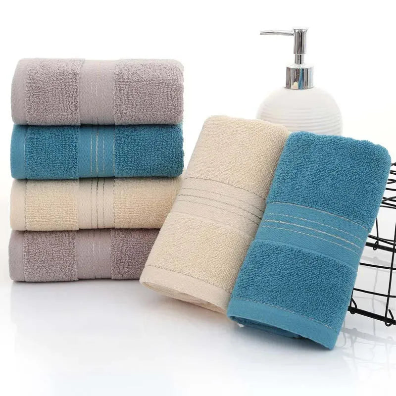 serviettes bain coton polyester absorption rapide motif rayé moderne gris beige bleu