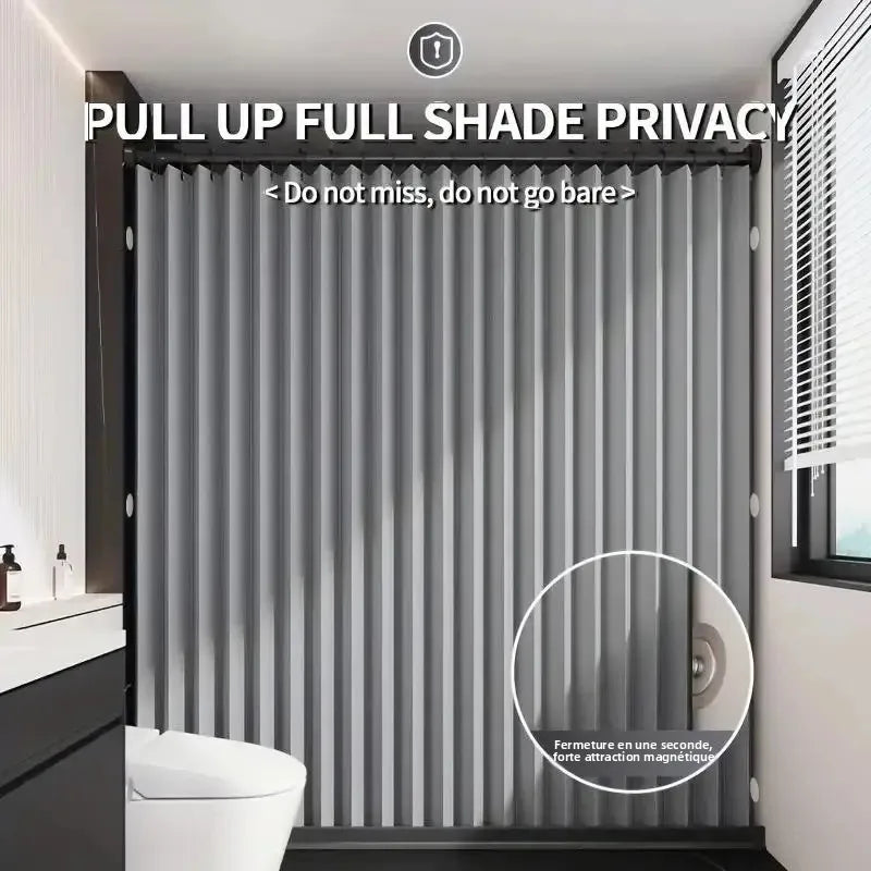 rideau douche pliable gris rayures moderne opacité 180x170cm respectueux environnement