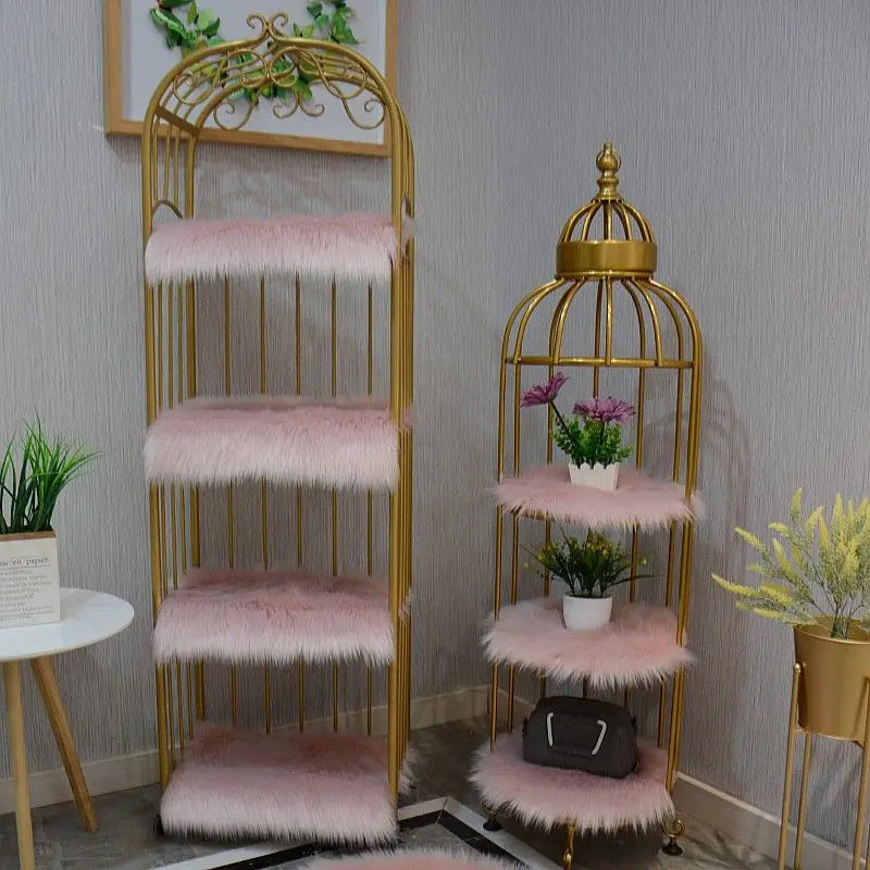tabourets modernes élégants fourrure synthétique antidérapants or blanc rose pâle beige clair