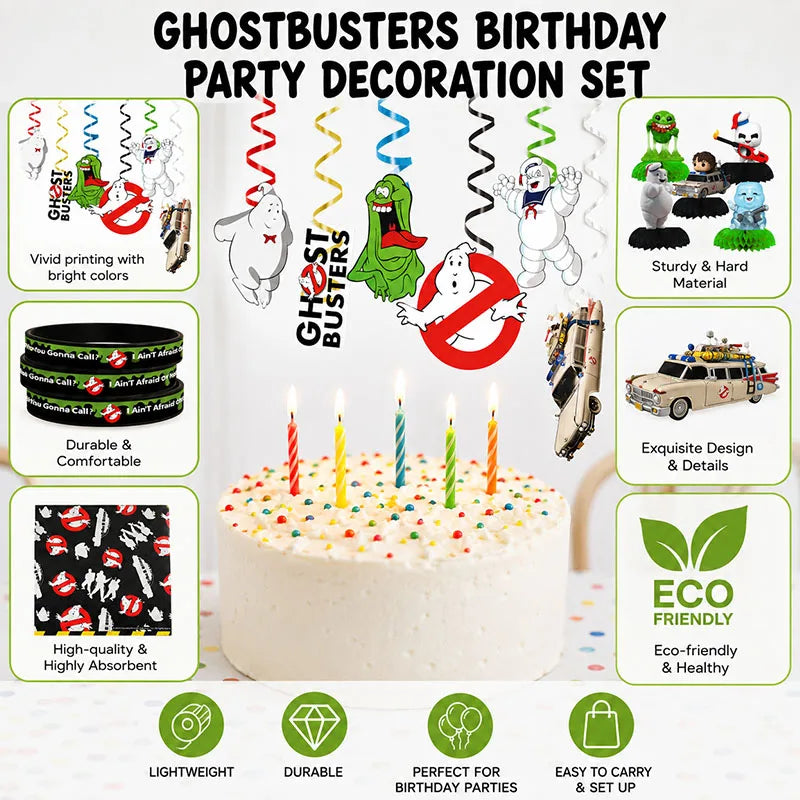 décoration anniversaire ghostbusters assiettes tasses bannières stickers thème festif enfants événement