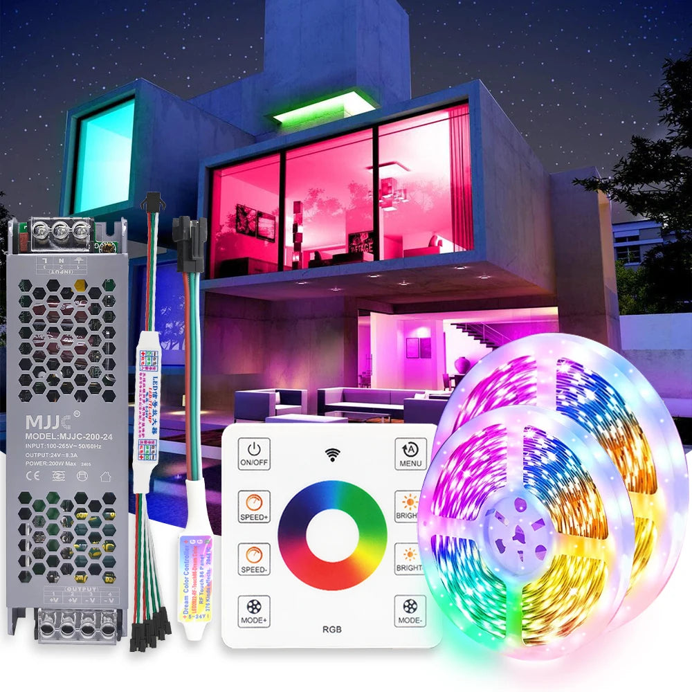ruban led multicolore pixelé moderne adhésif contrôleur rf 5m 10m