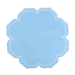 serviettes table carrées coton lin brodé motif floral rose clair vert classiques