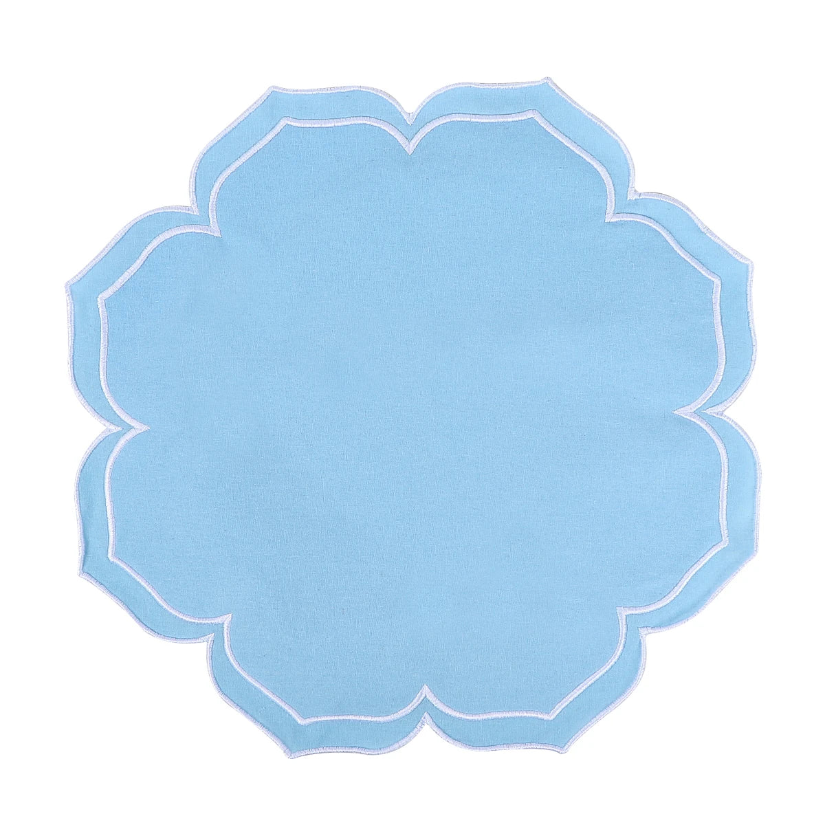serviettes table carrées coton lin brodé motif floral rose clair vert classiques