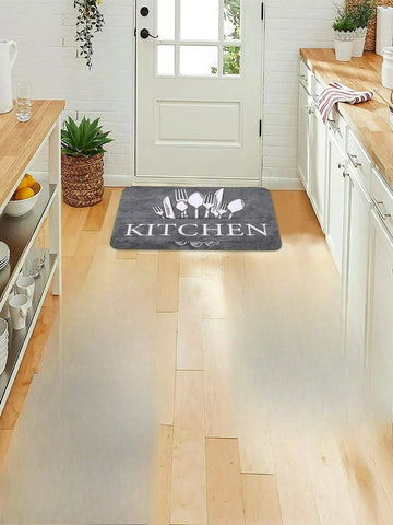 tapis non slip cuisine motif couverts gris moderne 40x120cm doux