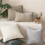 taies d'oreiller chenille gris beige motif solide contemporain non toxique dimension 45x45cm decoration maison