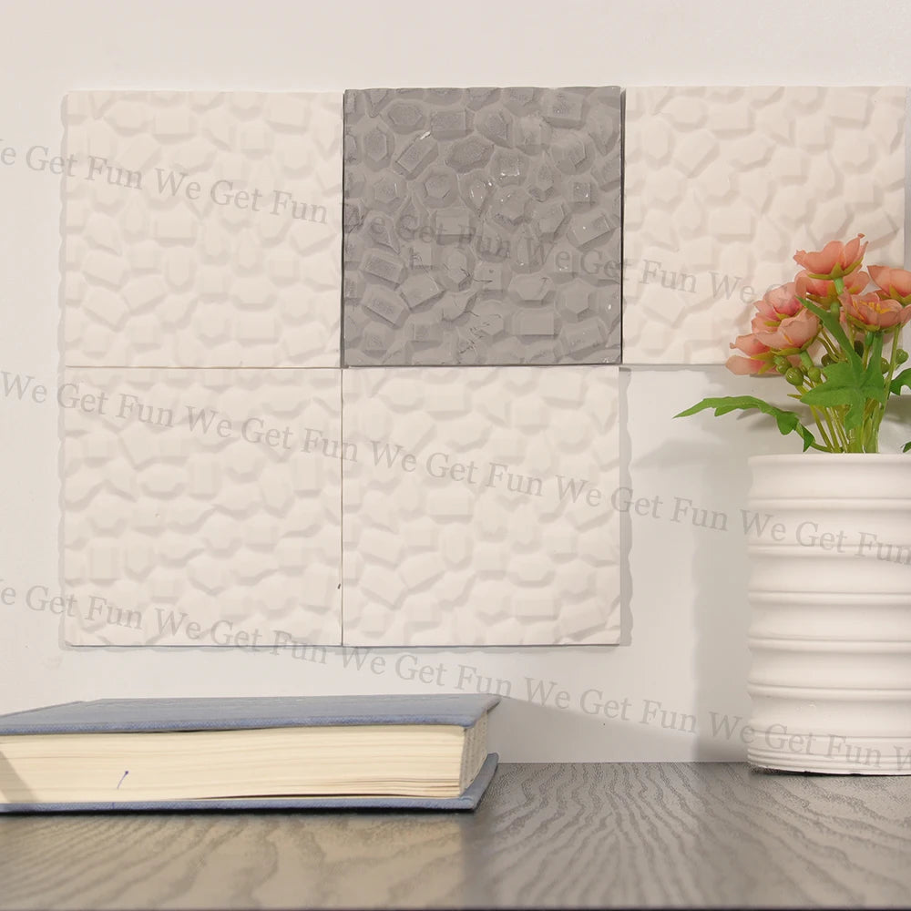 plaque décorative silicone hexagonale moderne blanc fixations invisibles carreaux muriaux fonds télévision
